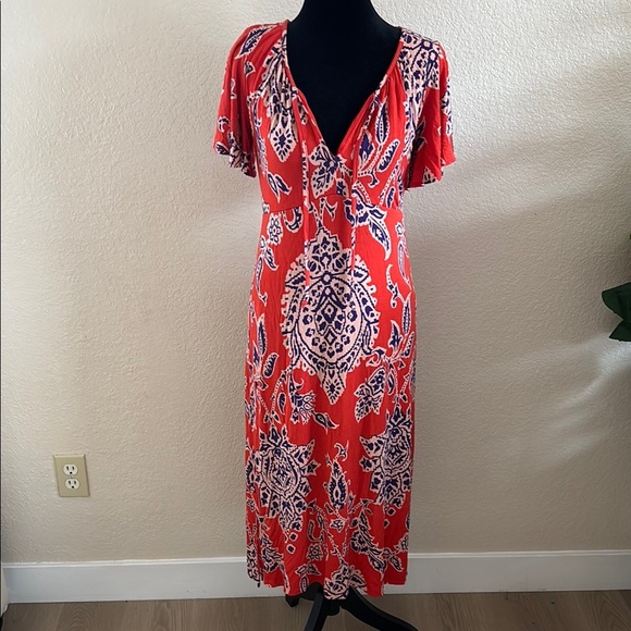 Anthropologie Correia Flutter Sleeve Toe Nexk Paisley Maxi Dress 0139 - Picture 2 of 8